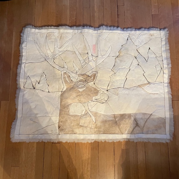 Buck Sherpa Hide Leather Rug / Tapestry - Picture 4 of 5
